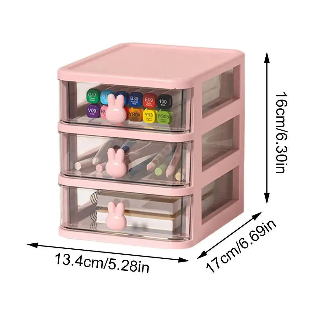 Desk Organizer Box Tabletop Cartoon Storage Organizer Cute Desk Accessories for Stationary Space Saving Box with Drawers