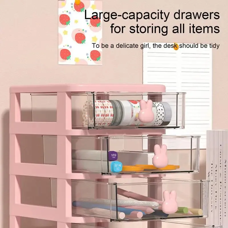 Desk Organizer Box Tabletop Cartoon Storage Organizer Cute Desk Accessories for Stationary Space Saving Box with Drawers