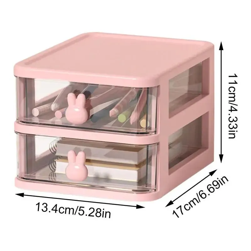 Desk Organizer Box Tabletop Cartoon Storage Organizer Cute Desk Accessories for Stationary Space Saving Box with Drawers