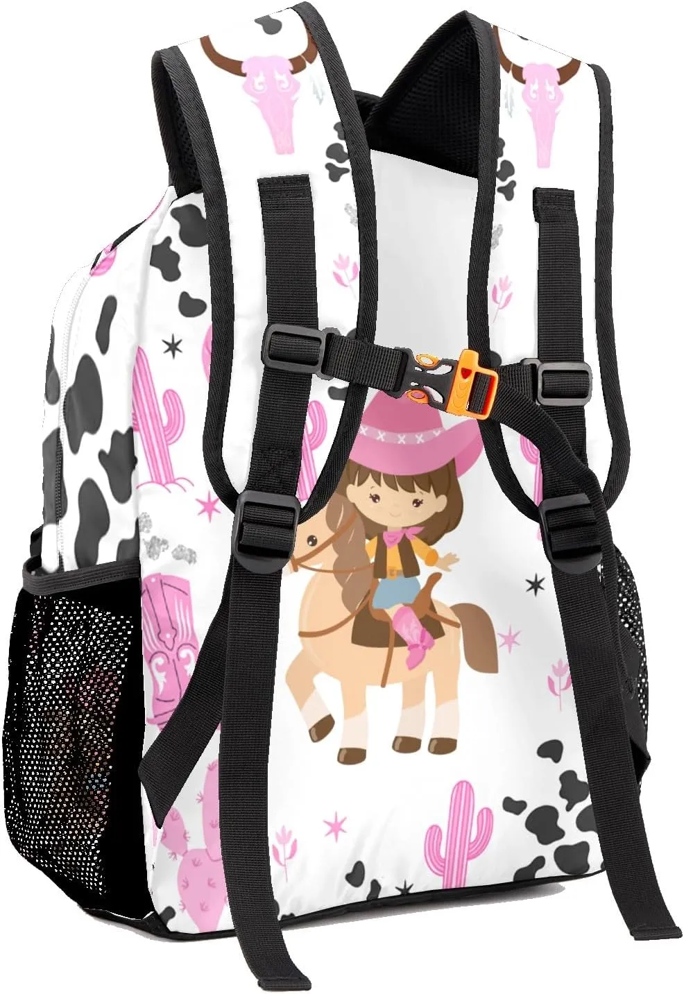 Deven Cowgirl Pink Rodeo Horse Personalized Kids for Boy/Girl Teen Primary School Daypack Travel Bag Bookbag