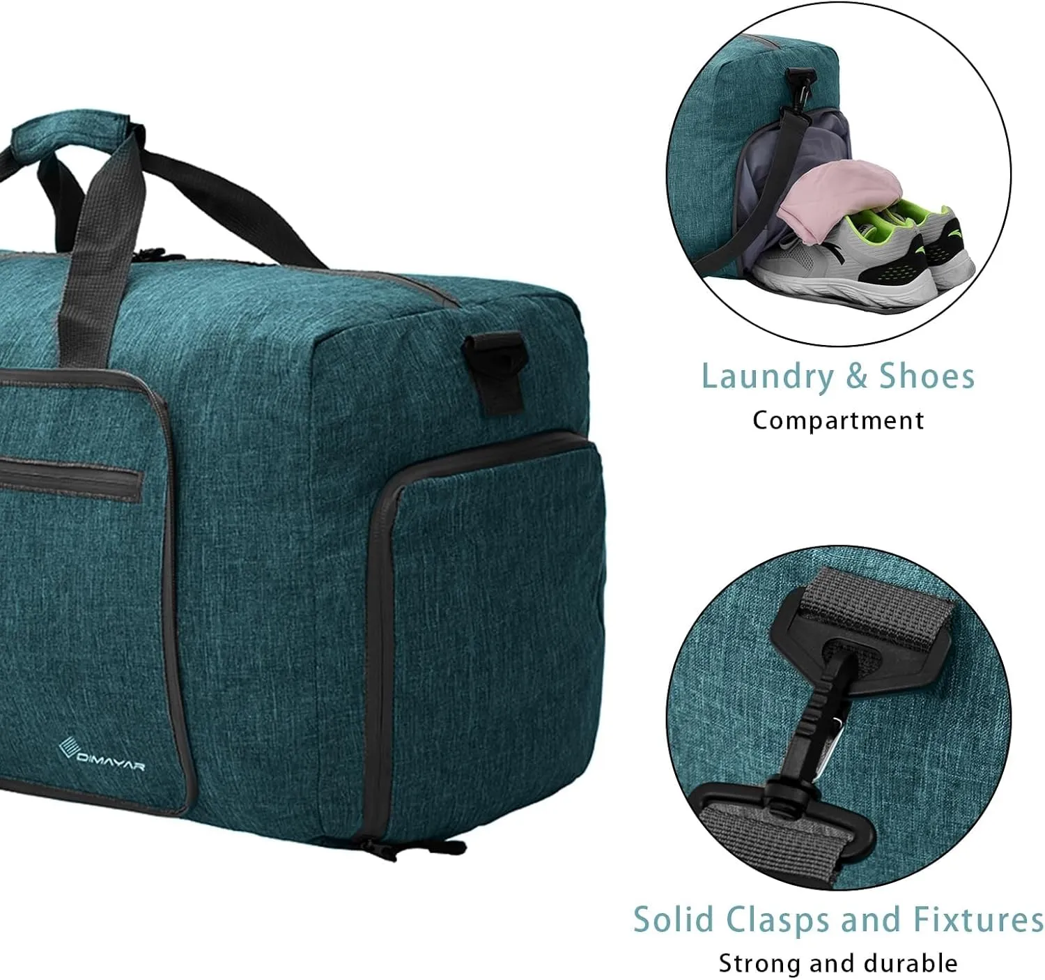 Dimayar 115L Travel Duffle Bag - Foldable Duffel Bag with Shoes Compartment - Overnight Bags Waterproof & Tear Resistant(Green)