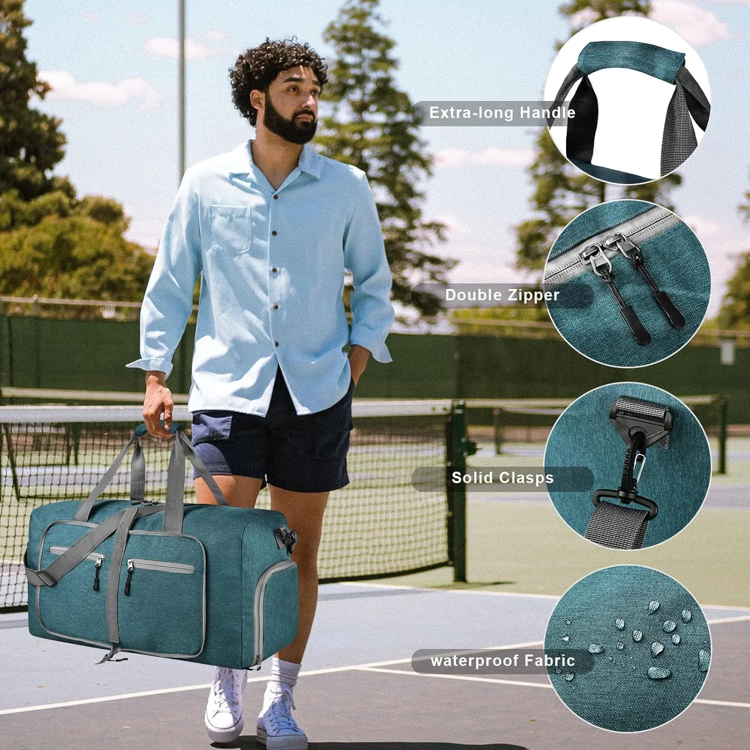 Dimayar 115L Travel Duffle Bag - Foldable Duffel Bag with Shoes Compartment - Overnight Bags Waterproof & Tear Resistant(Green)
