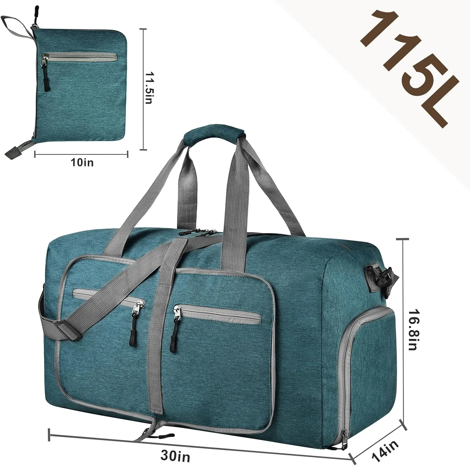 Dimayar 115L Travel Duffle Bag - Foldable Duffel Bag with Shoes Compartment - Overnight Bags Waterproof & Tear Resistant(Green)