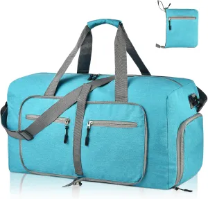 Dimayar 65L Travel Duffle Bag for Men Women - Foldable Duffel Bag with Shoes Compartment - Overnight Bags Waterproof & Tear Resistant(Mint Green)