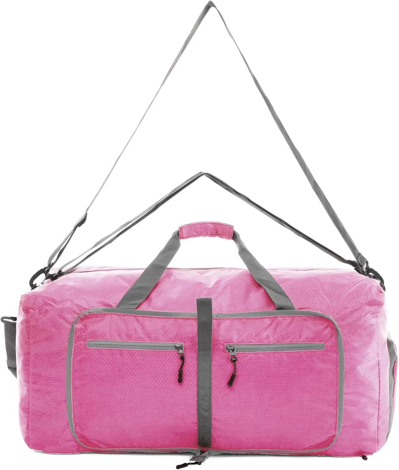 Dimayar Travel Duffle Bag for Men Women - Foldable Duffel Bag with Shoes Compartment - Overnight Bags Waterproof & Tear Resistant(40L,Pink)