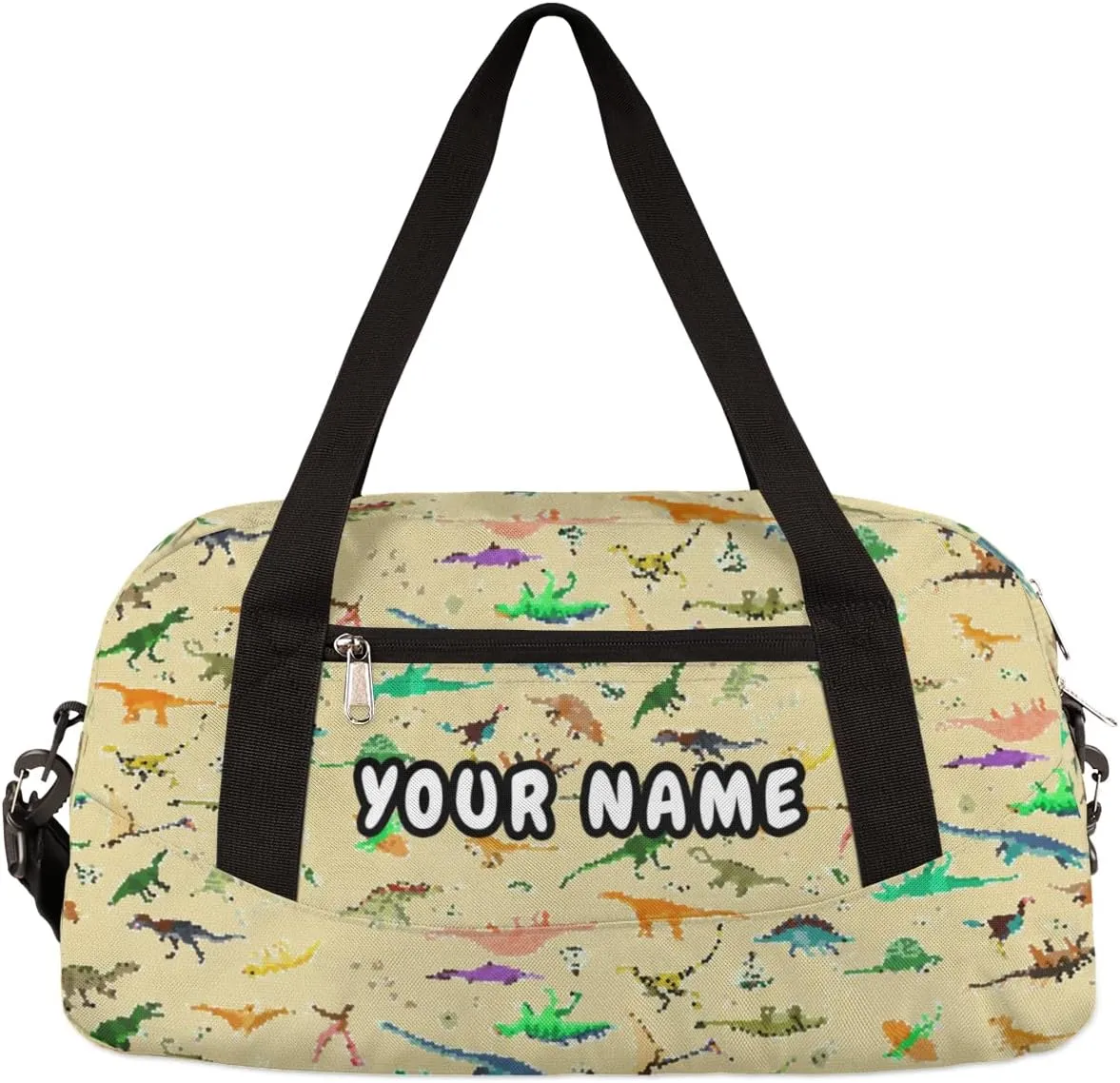 Dinosaur Personalized Kids Duffel Bag for Girls Boys, Dinosaur Debris Custom Dance Bag Overnight Small Duffel Bag Carry On Weekend Sports Travel Bag for School Practice Gymnastics Ballet