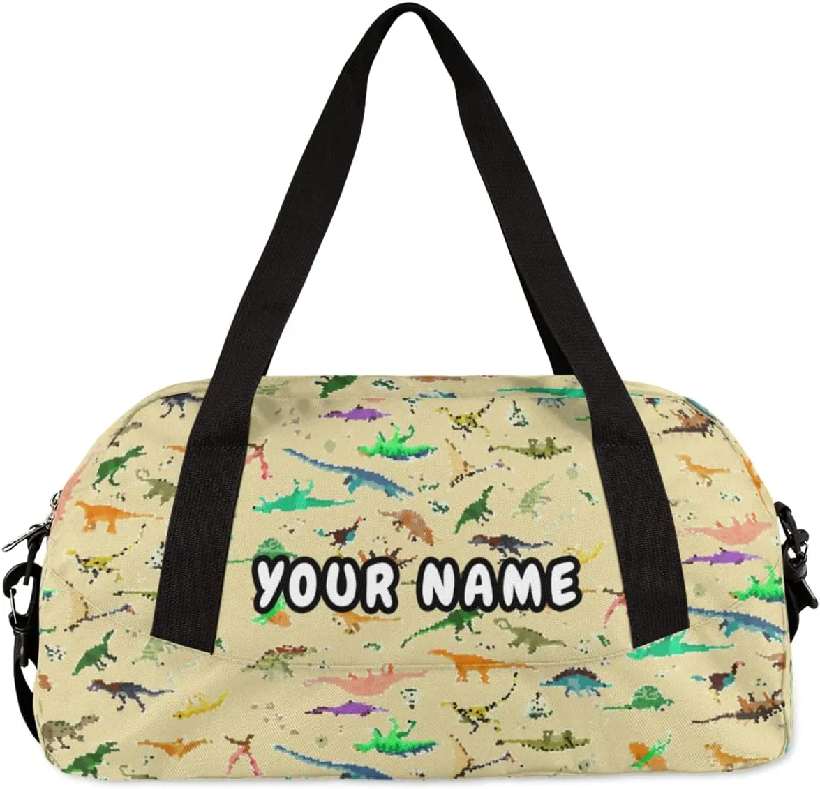 Dinosaur Personalized Kids Duffel Bag for Girls Boys, Dinosaur Debris Custom Dance Bag Overnight Small Duffel Bag Carry On Weekend Sports Travel Bag for School Practice Gymnastics Ballet