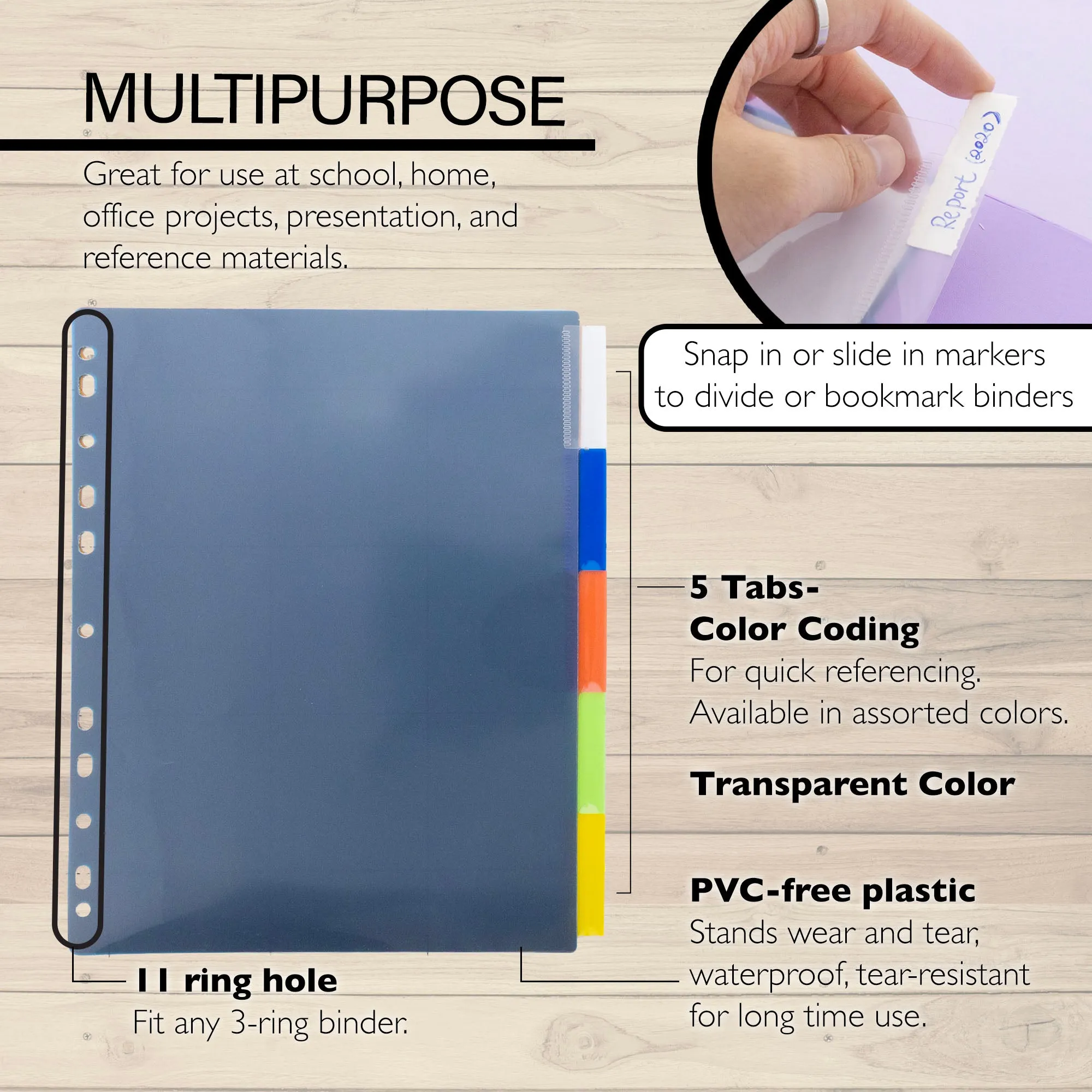 Dividers w/ 5-Insertable Color Tabs