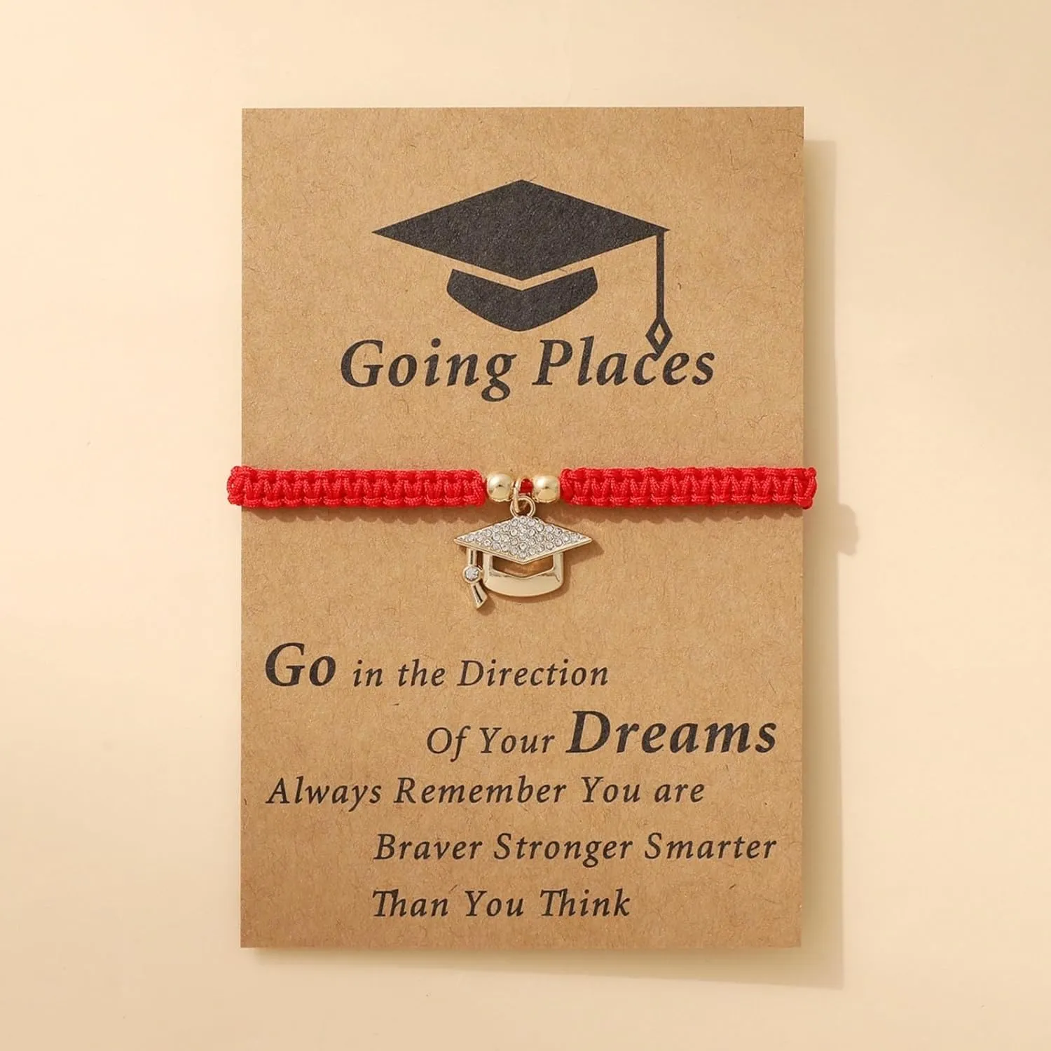 Doctoral Hat Pendant Braided Bracelet Design Graduation Season Blessing Card Interval Watch