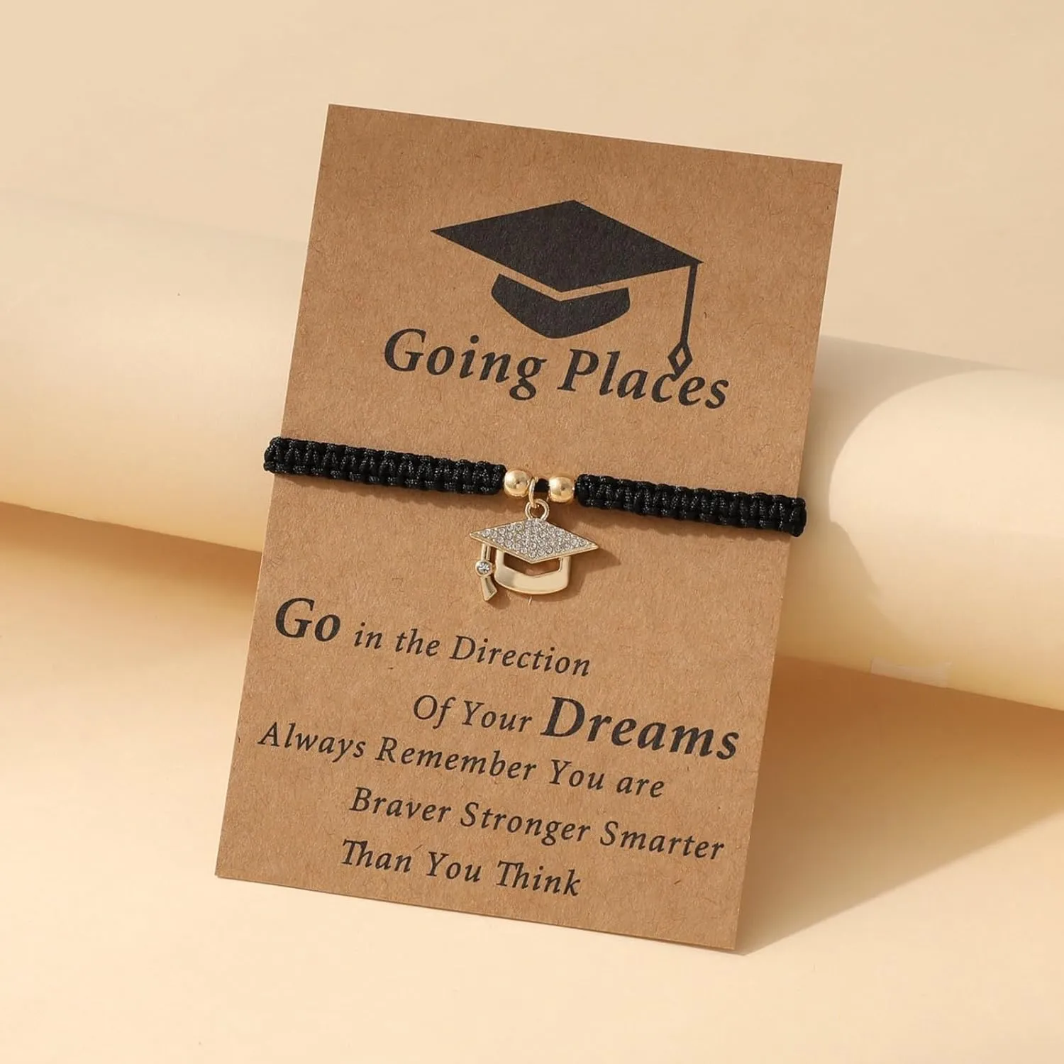 Doctoral Hat Pendant Braided Bracelet Design Graduation Season Blessing Card Interval Watch