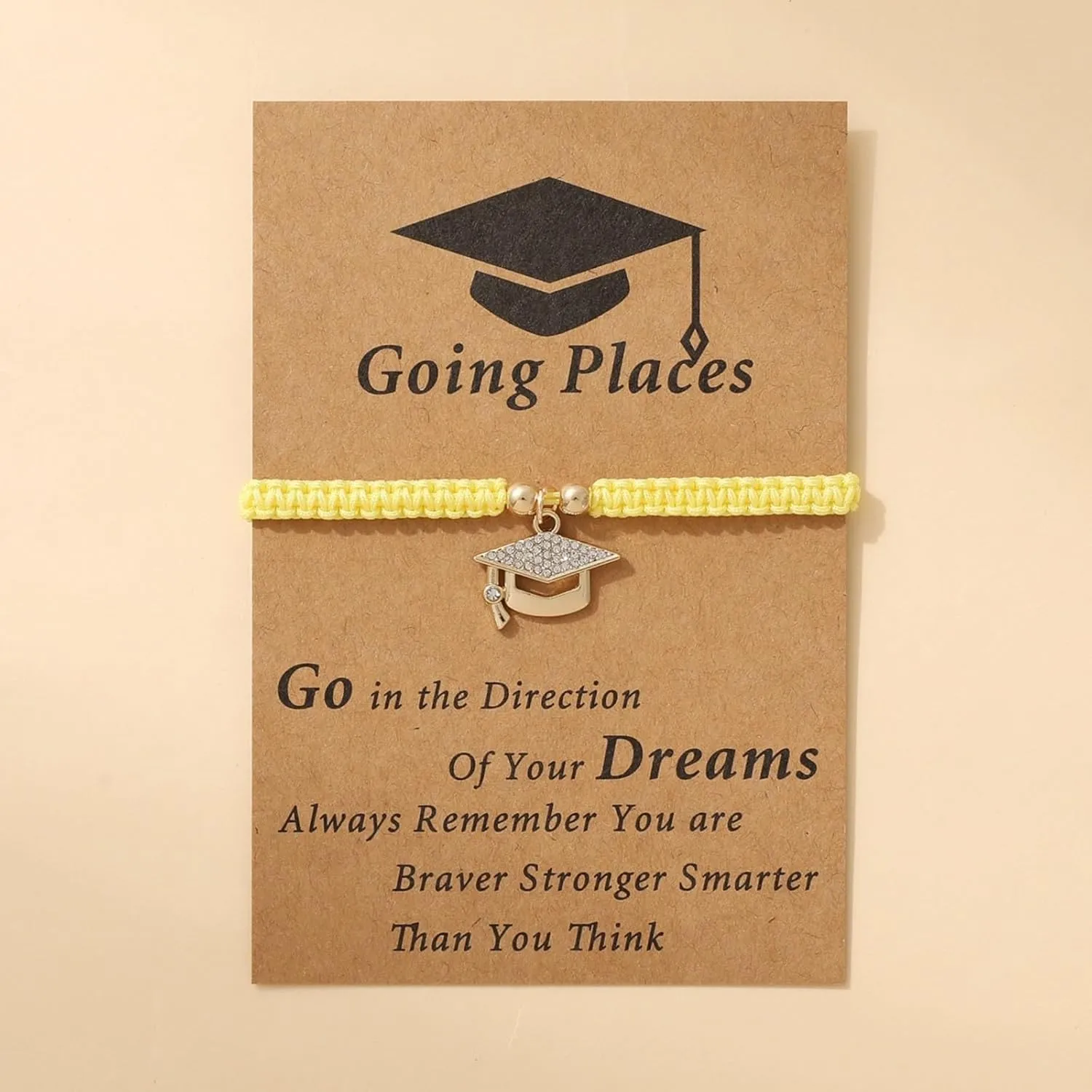 Doctoral Hat Pendant Braided Bracelet Design Graduation Season Blessing Card Interval Watch