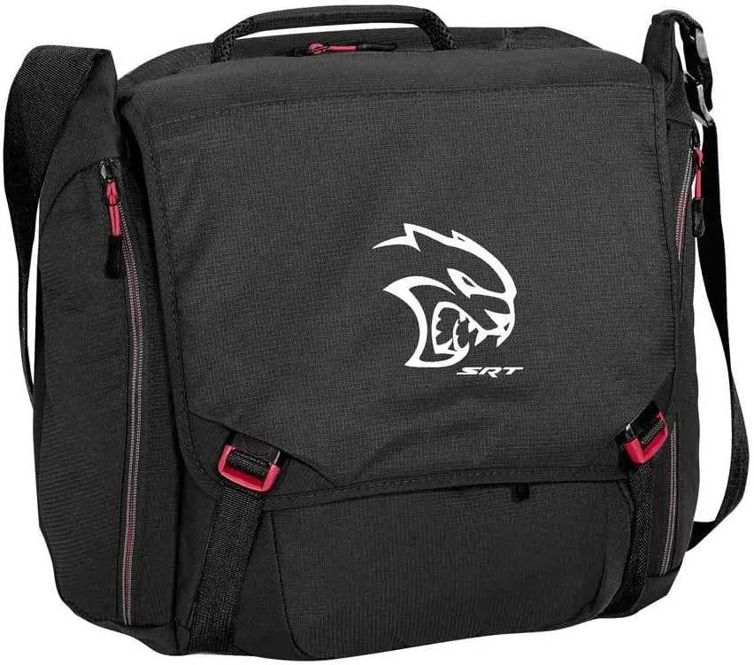 Dodge SRT Hellcat Laptop Messenger Bag – Embroidered Logo, Tablet Sleeve, Travel Shoulder Bag with Organizer Pockets