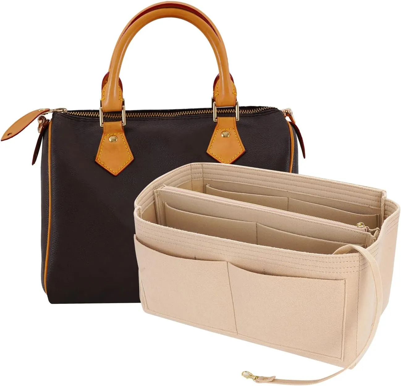 DOIAPUOS Purse Organizer Inserts for Louis Vuitton Speedy 30 Handbags (Beige,Medium)