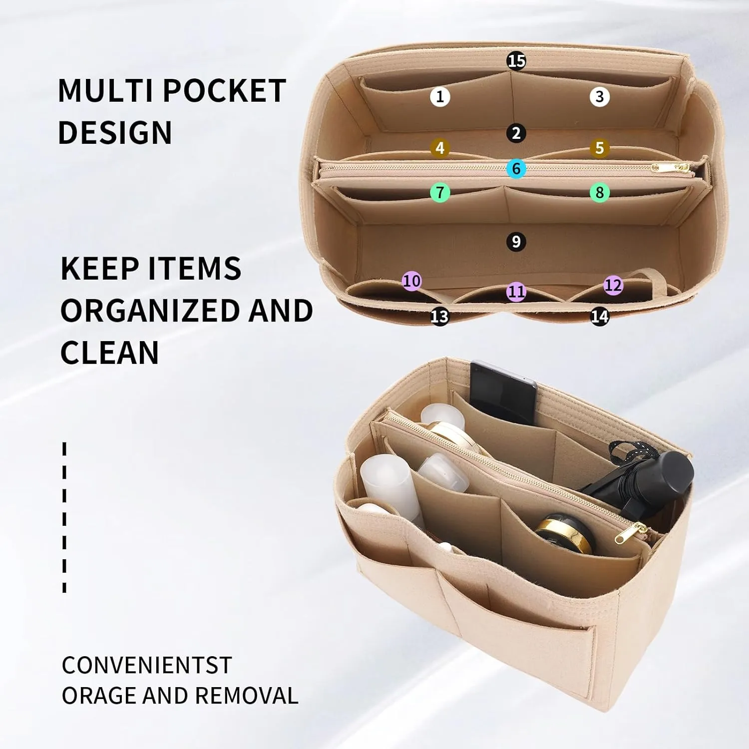 DOIAPUOS Purse Organizer Inserts for Louis Vuitton Speedy 30 Handbags (Beige,Medium)