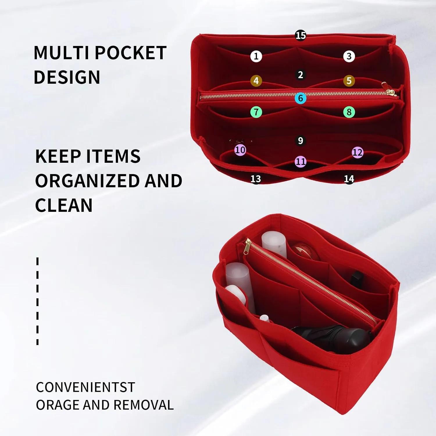 DOIAPUOS Purse Organizer Inserts for Louis Vuitton Speedy 35 Handbags (Red,Large)