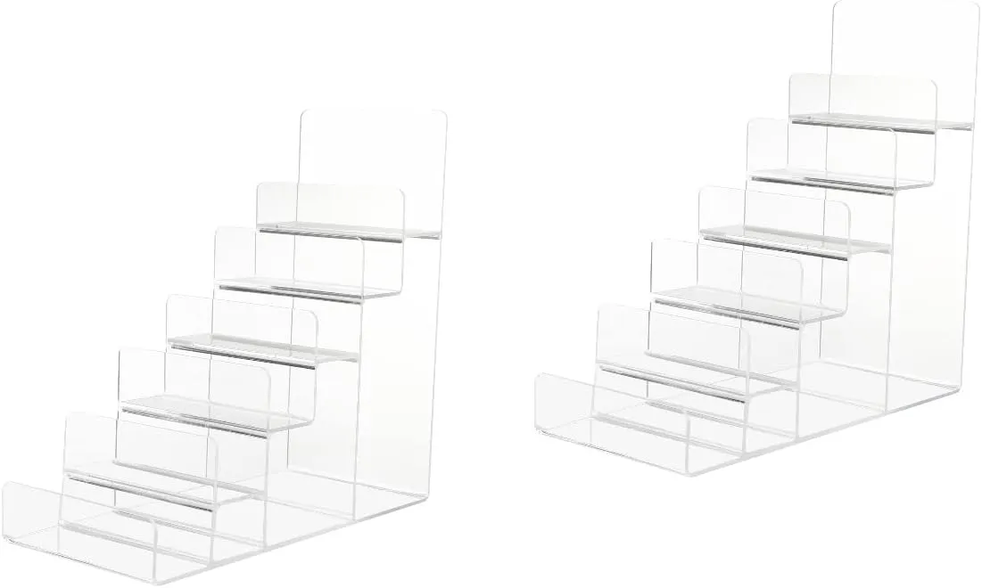 DOITOOL 2Pack 6- Tier Acrylic Wallet Display Stand Holder, Clear Handbag Purse Display Stand Jewelry Display Riser Purse Handbag Organizer