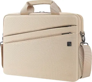 DOMISO 17 Inch Shockproof Laptop Carrying Case Business Briefcase Waterproof Messenger Shoulder Bag for 17"-17.3" Notebook/Chromebook/Dell/Lenovo/Acer/HP/MSI/ASUS, Beige
