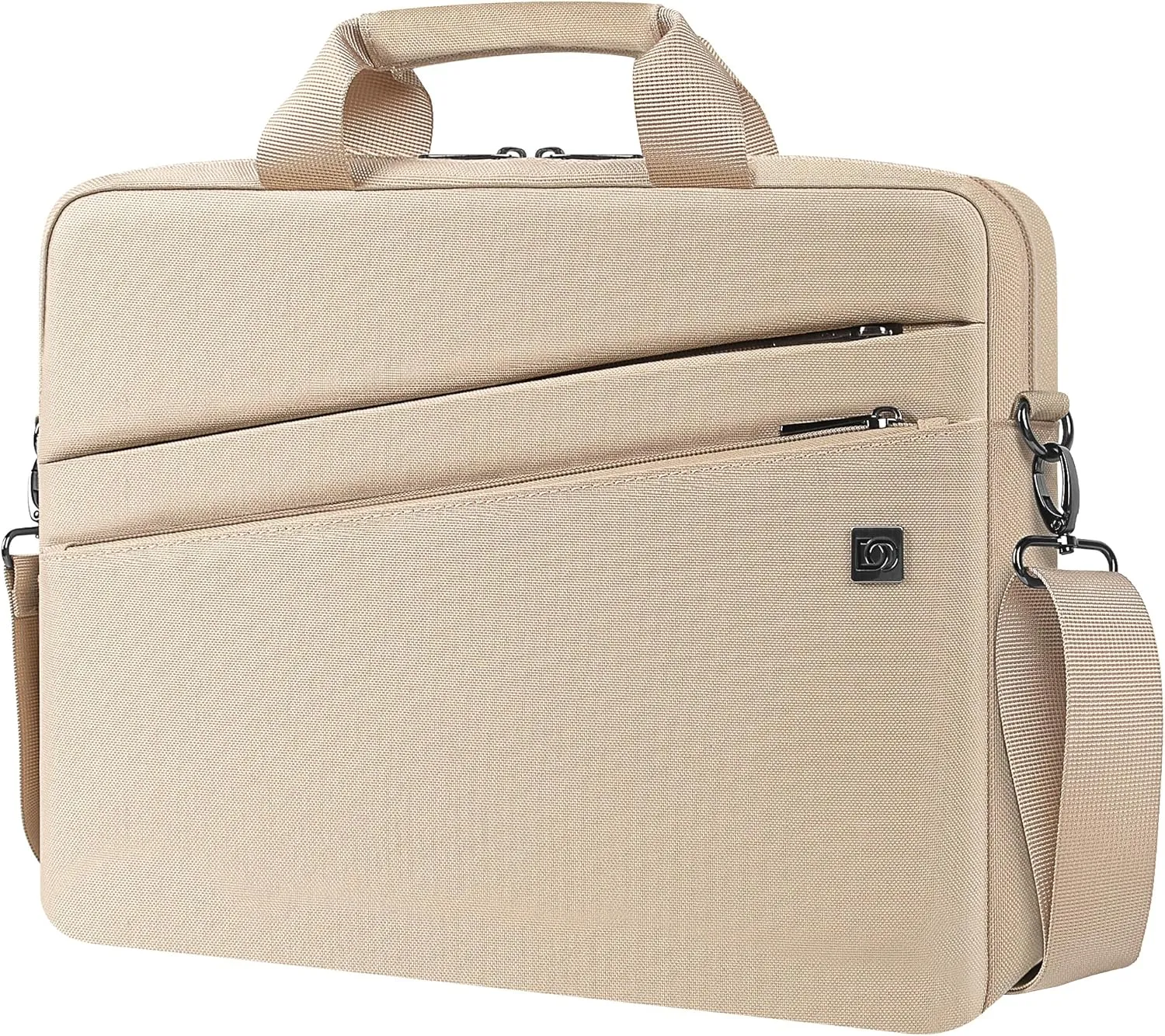 DOMISO 17 Inch Shockproof Laptop Carrying Case Business Briefcase Waterproof Messenger Shoulder Bag for 17"-17.3" Notebook/Chromebook/Dell/Lenovo/Acer/HP/MSI/ASUS, Beige