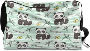 Doodle Panda Bamboo Small Gym Bag for Men Women Workout Sport Duffle Bag Waterproof Weekender Overnight Bag Lightweight Carry on Tote Bag Crossbody Shoulder Travel Bag for Swim Yoge Dance