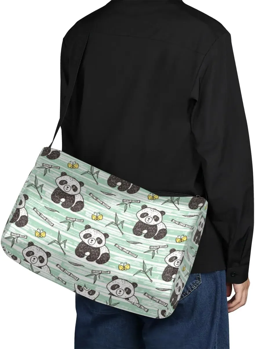 Doodle Panda Bamboo Small Gym Bag for Men Women Workout Sport Duffle Bag Waterproof Weekender Overnight Bag Lightweight Carry on Tote Bag Crossbody Shoulder Travel Bag for Swim Yoge Dance