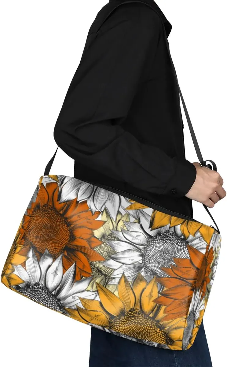 Doodle Sunflowers Small Gym Bag for Men Women Workout Sport Duffle Bag Waterproof Weekender Overnight Bag Lightweight Carry on Tote Bag Crossbody Shoulder Travel Bag for Swim Yoge Dance