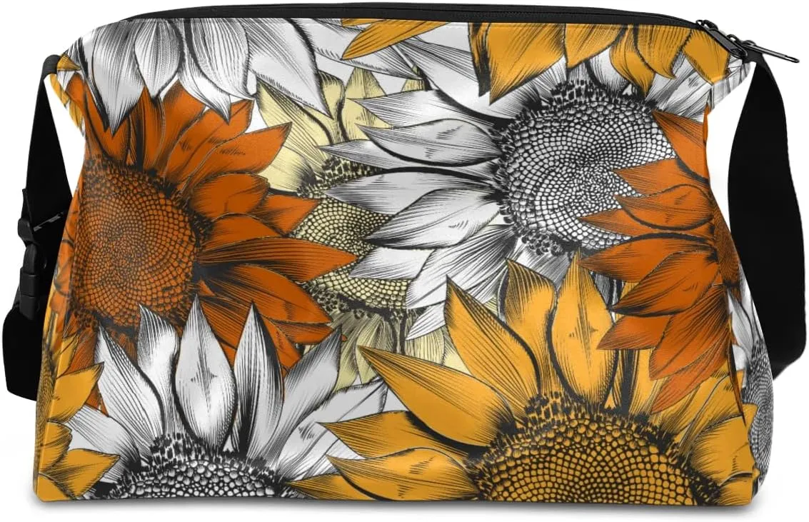 Doodle Sunflowers Small Gym Bag for Men Women Workout Sport Duffle Bag Waterproof Weekender Overnight Bag Lightweight Carry on Tote Bag Crossbody Shoulder Travel Bag for Swim Yoge Dance
