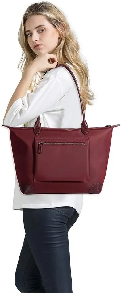 DORIS&JACKY Tote Bag For Women Large Lightweight Designer Leather Nylon Work Shoulder Bag And Foldable Travel Purse