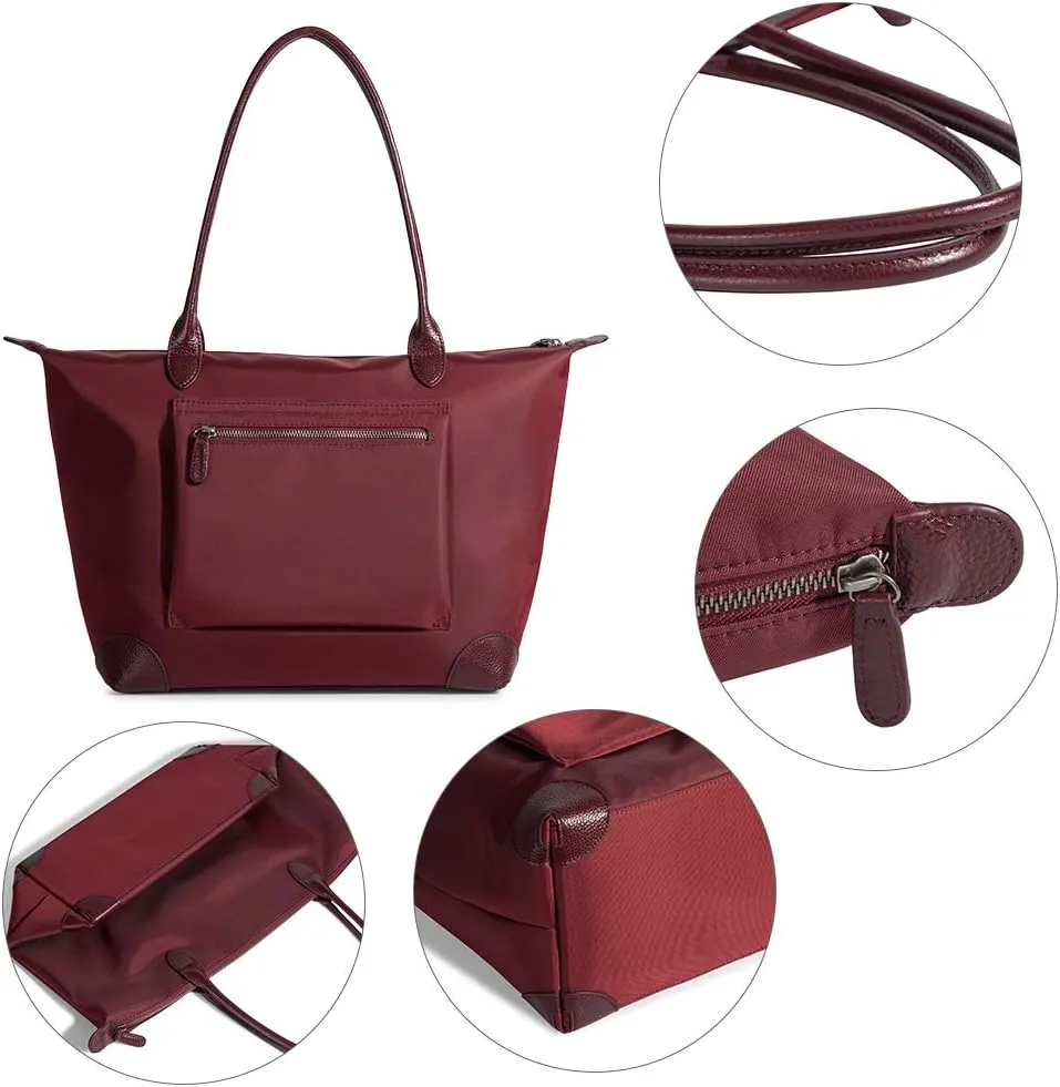 DORIS&JACKY Tote Bag For Women Large Lightweight Designer Leather Nylon Work Shoulder Bag And Foldable Travel Purse