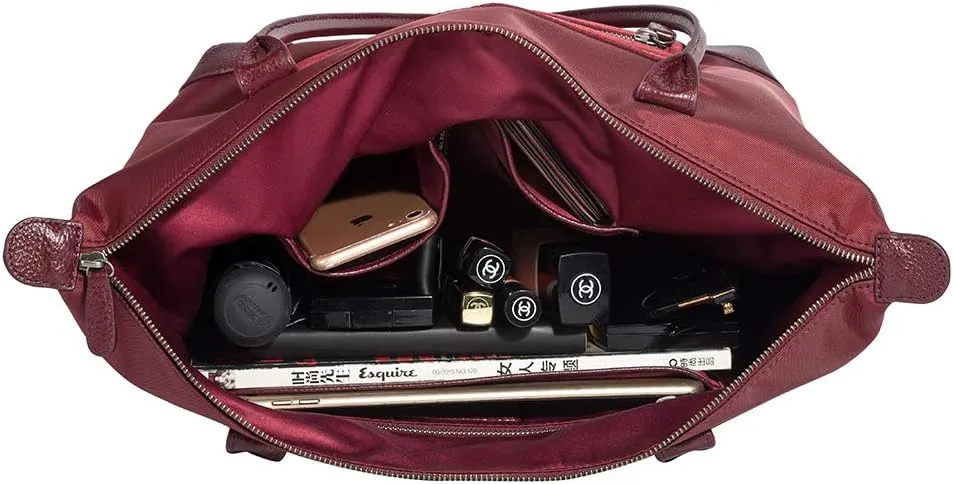DORIS&JACKY Tote Bag For Women Large Lightweight Designer Leather Nylon Work Shoulder Bag And Foldable Travel Purse