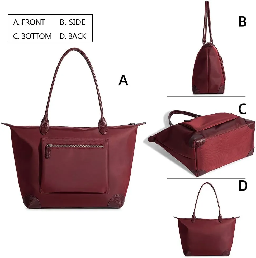 DORIS&JACKY Tote Bag For Women Large Lightweight Designer Leather Nylon Work Shoulder Bag And Foldable Travel Purse
