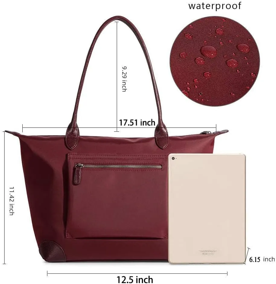 DORIS&JACKY Tote Bag For Women Large Lightweight Designer Leather Nylon Work Shoulder Bag And Foldable Travel Purse