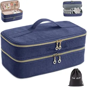 Double-layer Hair Tools Travel Case with Black Hair Dryer Bag with Detachable Divider compatible with Shark FlexStyle/SmoothStyle - Flat Curling Iron Travel Organizer
