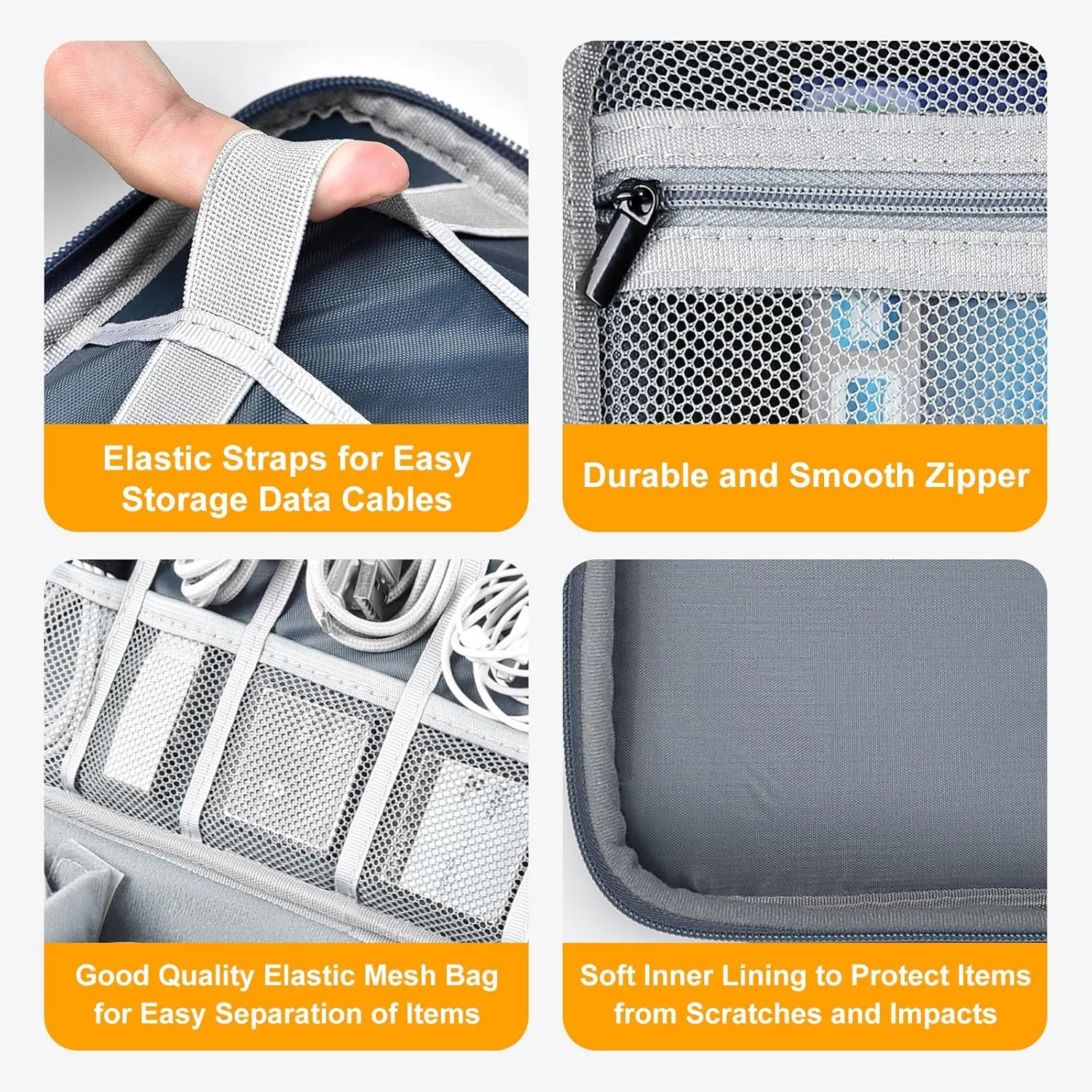 Double Layer Leather Cable Organizer Bag Large Capacity Waterproof Tech Organizer Case for Travel Electronics Accessories Storage Case with Adjustable Divider(Light Green, Double Layer-Large)