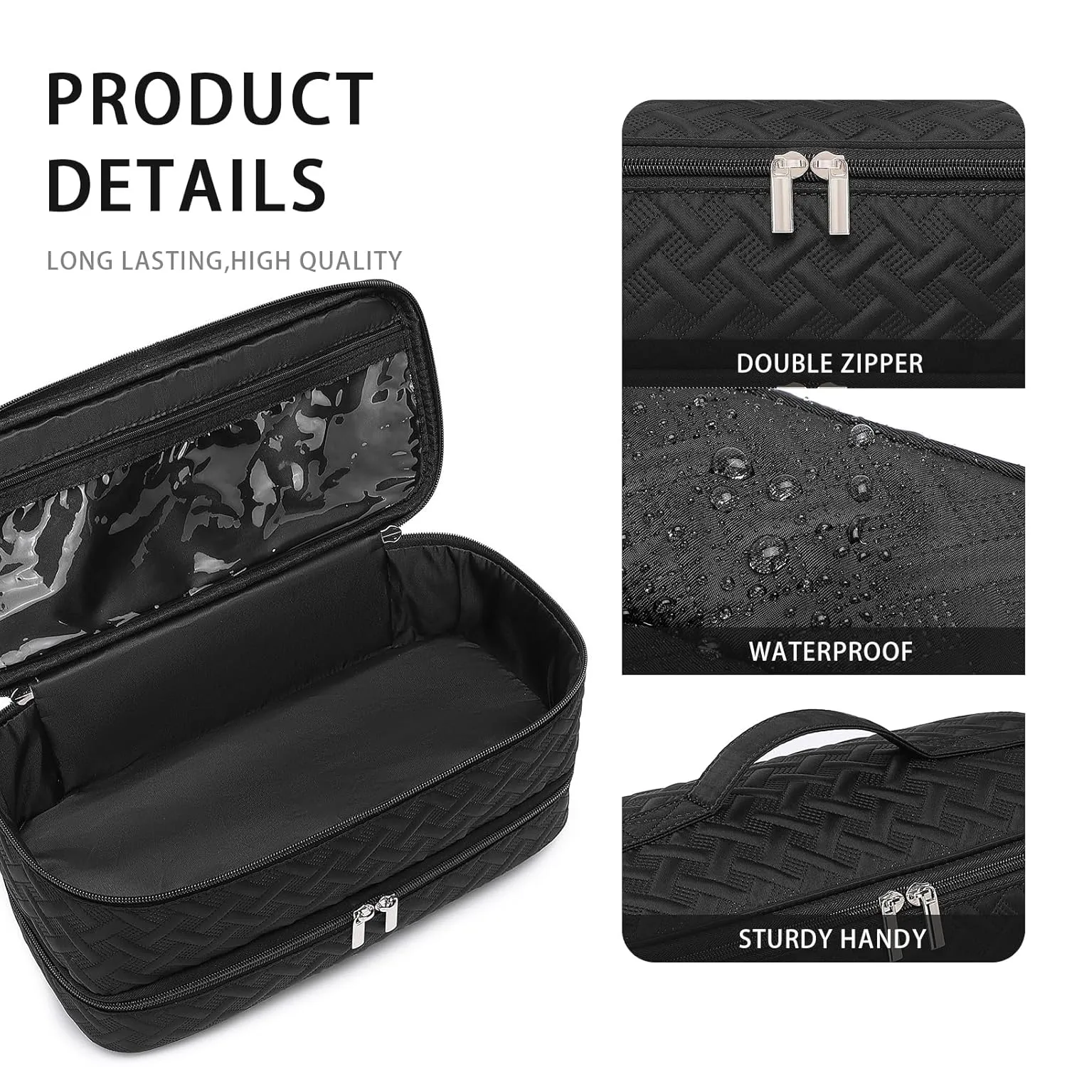 Double-Layer Travel Carrying Case for Revlon One-Step Hair Dryer Brush Volumizer Styler Shark FlexStyle Attachment Portable Storage Organizer Bag Hair Tools Travel Bag (Black)