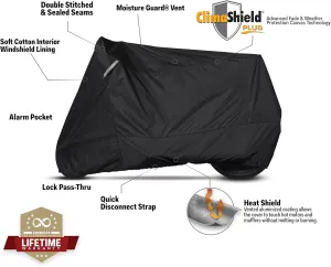 Dowco Guardian 51223-00 WeatherAll Plus Indoor/Outdoor Waterproof Motorcycle Cover: Black, Cruiser