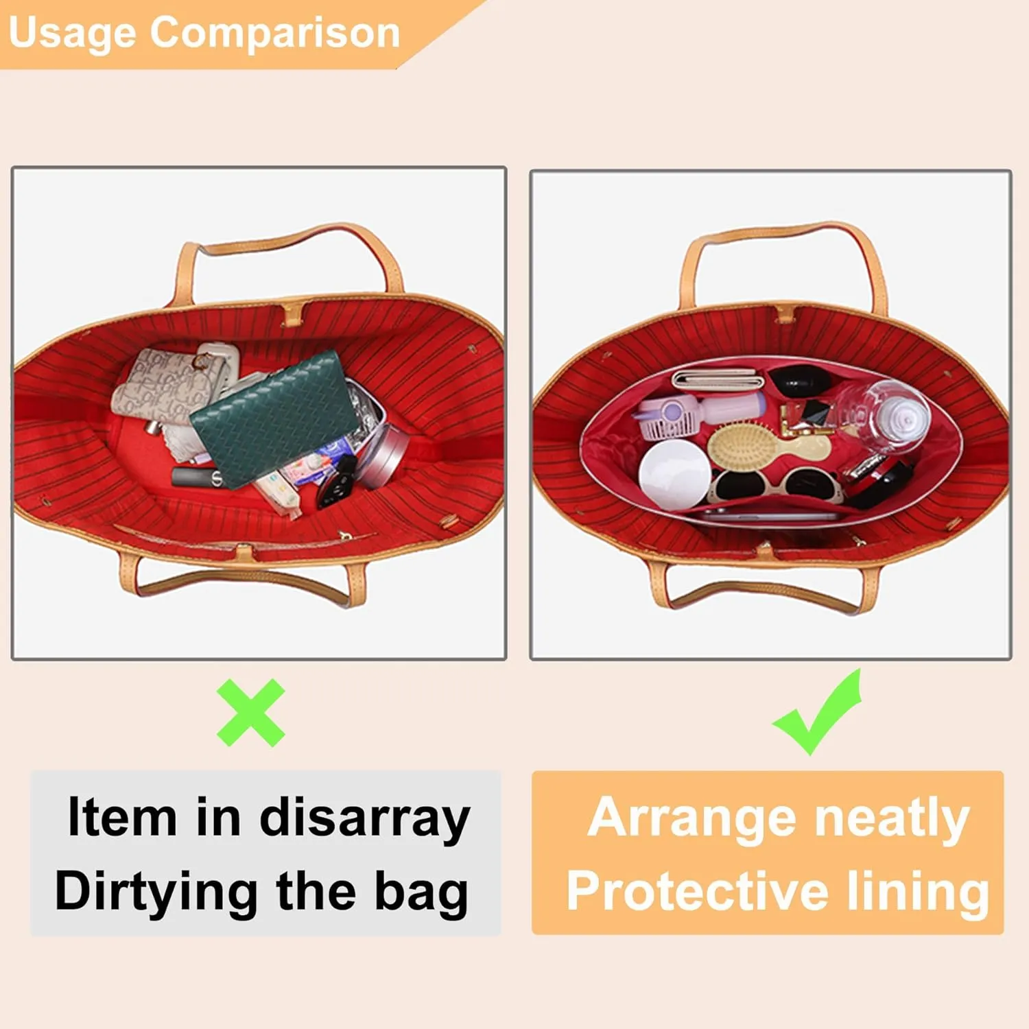 Doxo Dupontpaper Utra Lightweight Purse Organizer sert for LV Neverfull MM/Large Bags, Bag Shapers for Luxury Handbags (White-no zipper,MM)