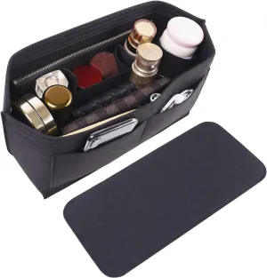 Doxo Purse Organizer Insert, Felt Bag Insert Tote Shaper Fit LV Speedy 30, Neverfull PM & Base Shaper 2pc Set (Medium-Black-Combination)