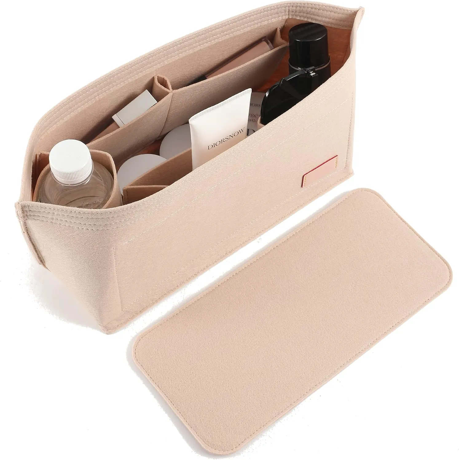 Doxo Purse Organizer Insert Handbag Tote Felt Bag Fit L Neverfull GM & Base Shaper 2pc Set(X-Large,Beige-Combination)