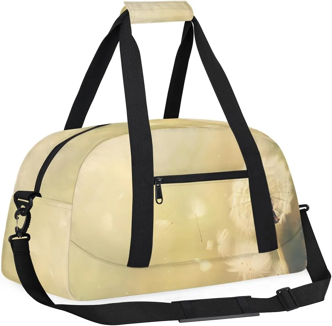 Dream Dandelion Boys Girls Gym Bag Dance Perform Training Duffel Bags Weekender Carry-On Tote Luggage Bag Ideal for School Practice or Overnight Trips Dandelion