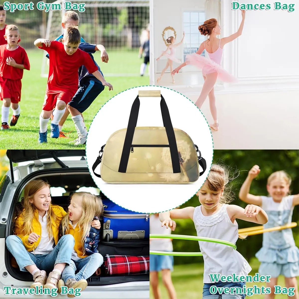 Dream Dandelion Boys Girls Gym Bag Dance Perform Training Duffel Bags Weekender Carry-On Tote Luggage Bag Ideal for School Practice or Overnight Trips Dandelion