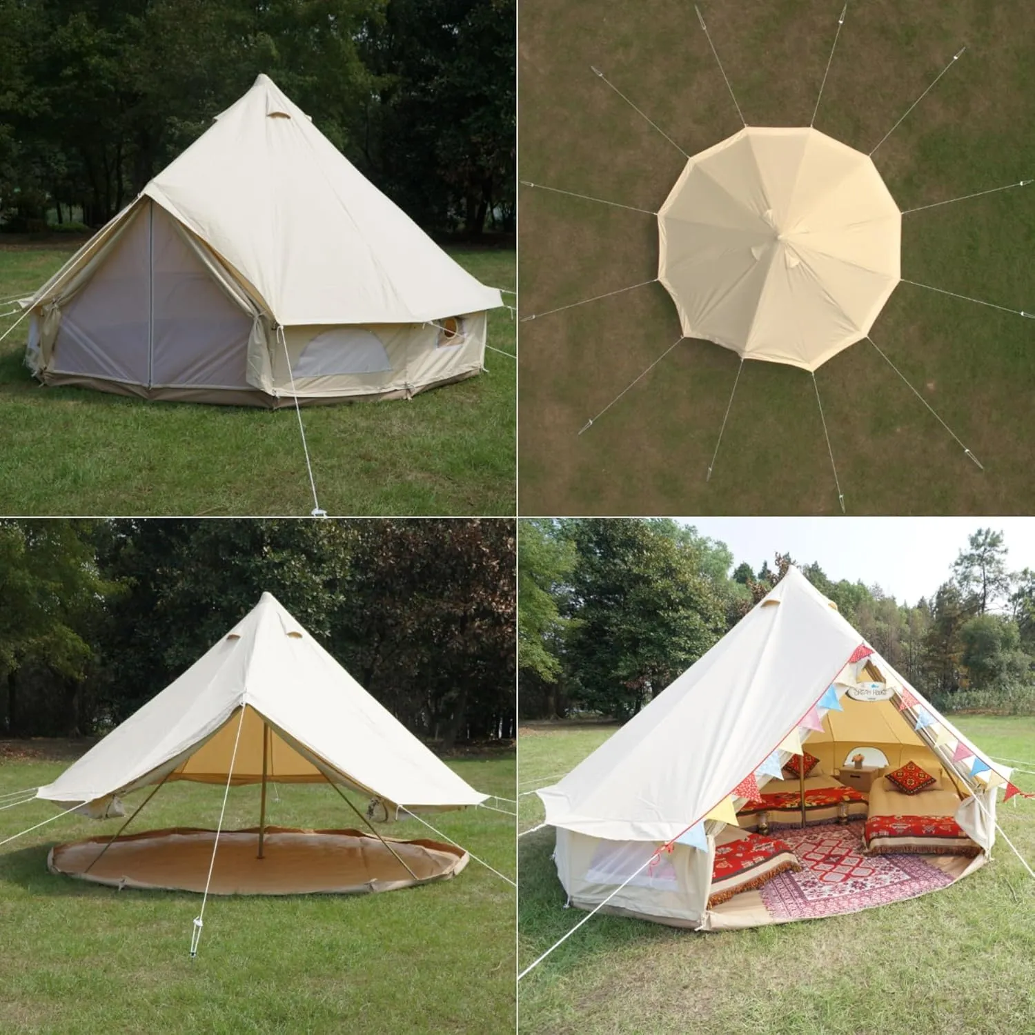 Dream House Outdoor Waterproof Cotton Canvas Family Camping Bell Tent