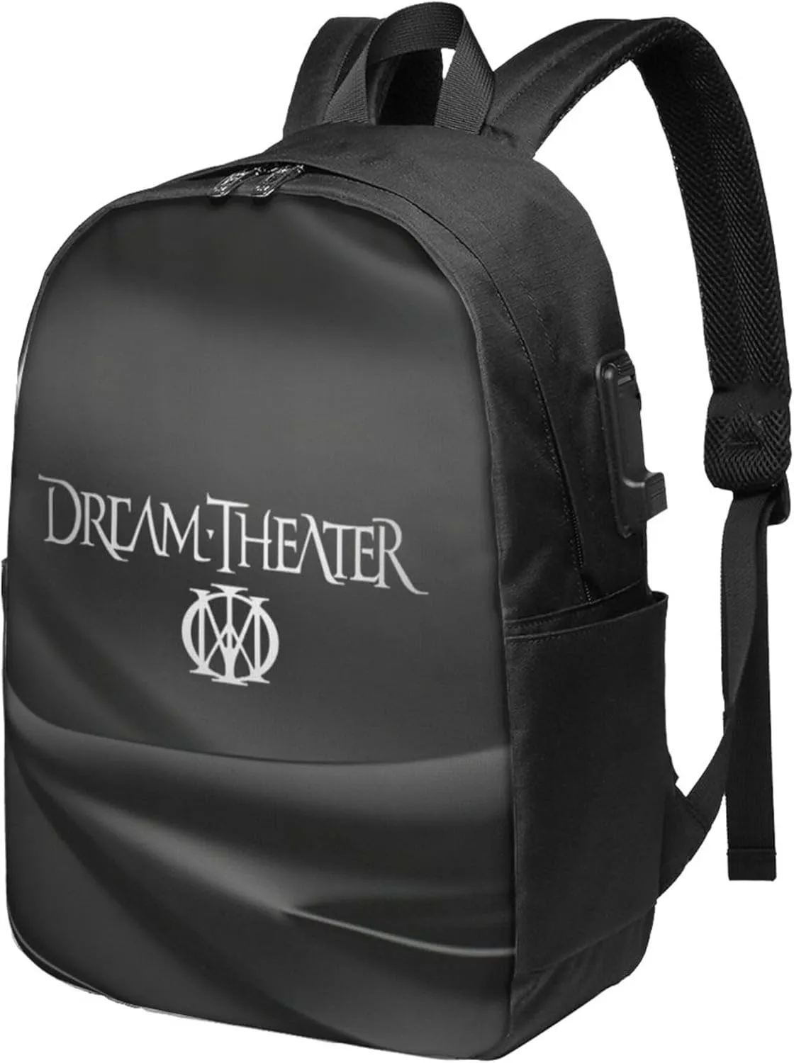 Dream Rock Theater Unisex Casual Backpack Travel Bag with USB Charing Port Laptop Daypack Lightweight Backpack for Men & Women, Black