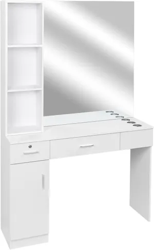 Dresser with Mirror Hairdressing Cabinet Salon Cabinet 1 Door 2 Drawers 3 Shelves with Legs Makeup Dresser (Color : D)
