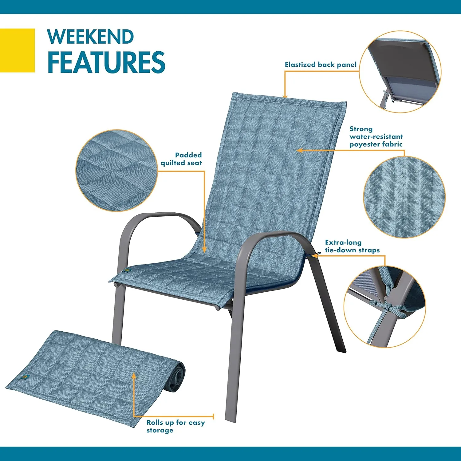 Duck Covers Weekend Water-Resistant Patio Chair Slipcover, 45 x 20 Inch, Blue Shadow, Outdoor Chair Covers