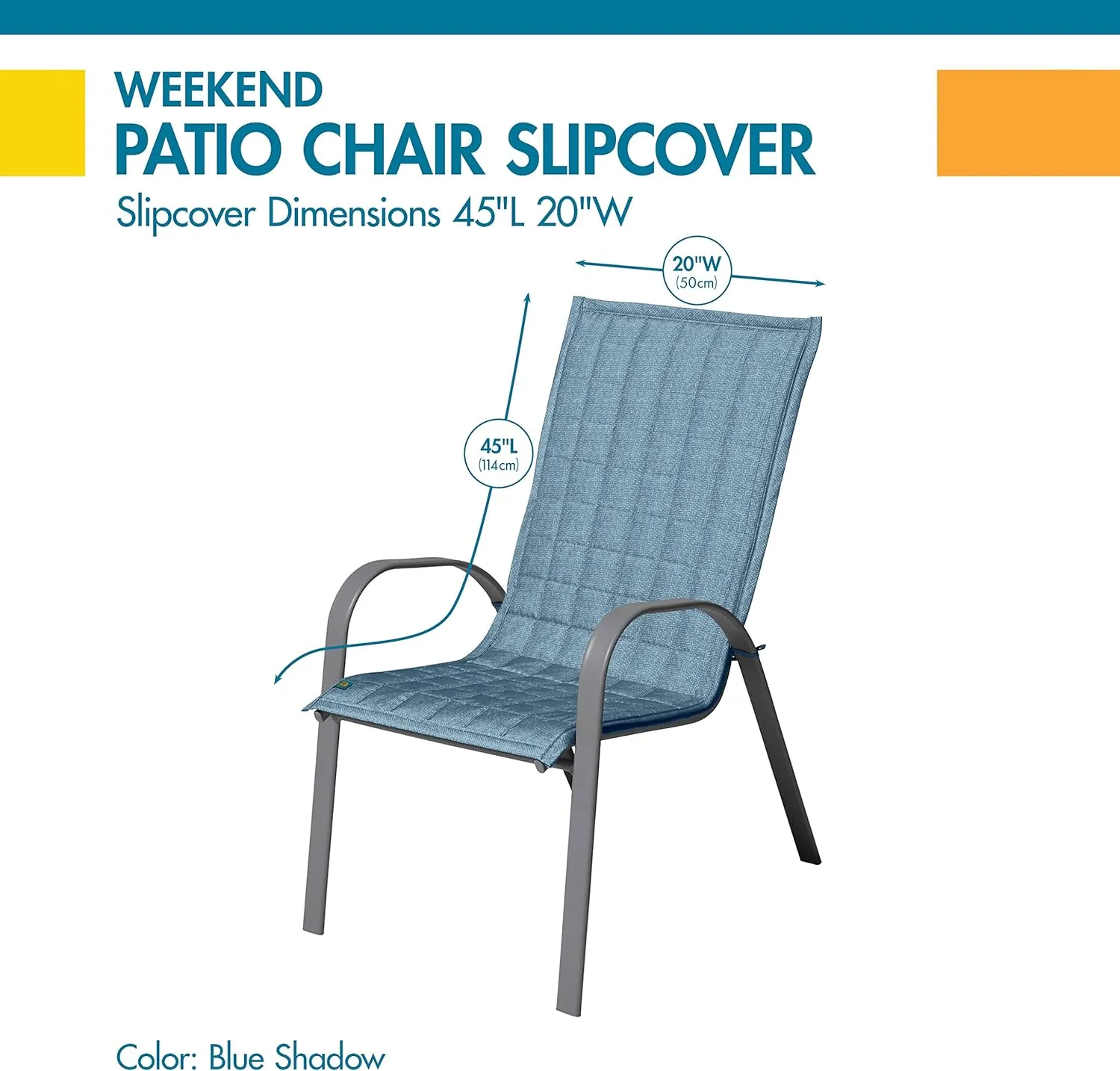 Duck Covers Weekend Water-Resistant Patio Chair Slipcover, 45 x 20 Inch, Blue Shadow, Outdoor Chair Covers