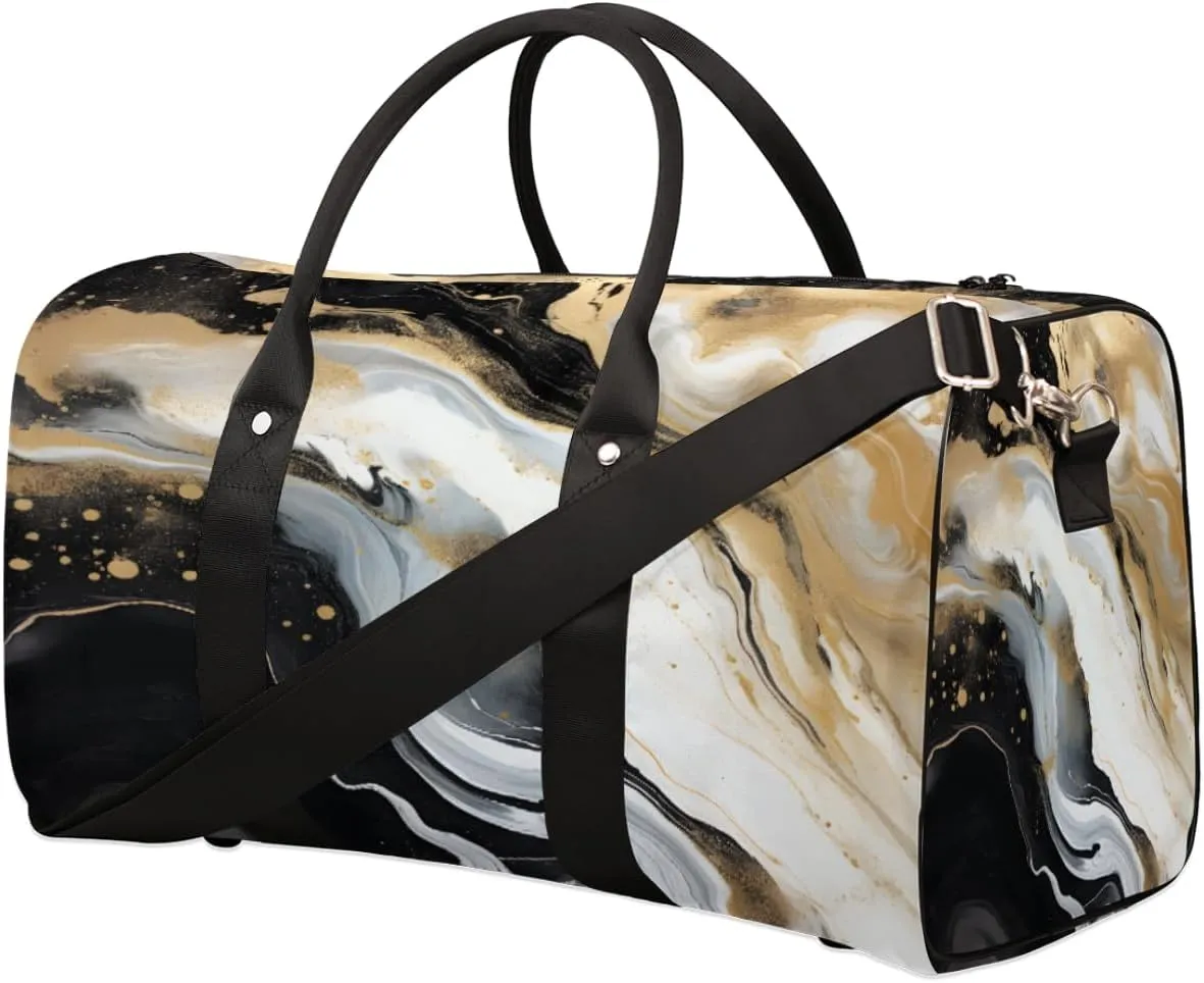 Duffel Bags Color Mix Marble Texture Large Tote Bag Liquid Skin Overnight Travel Bags for Women Men Lightweight Duffel Bag Adjustable Strap Carry On Bag Waterproof Gym Travel Bag