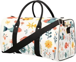 Duffel Bags Ocean Fishes Large Tote Bag Underwater Seaweed Overnight Travel Bags for Women Men Lightweight Duffel Bag Adjustable Strap Carry On Bag Waterproof Gym Travel Bag