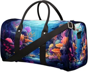 Duffel Bags Underwater World Seaweed Large Tote Bag Marine Coral Overnight Travel Bags for Women Men Lightweight Duffel Bag Adjustable Strap Carry On Bag Waterproof Gym Travel Bag