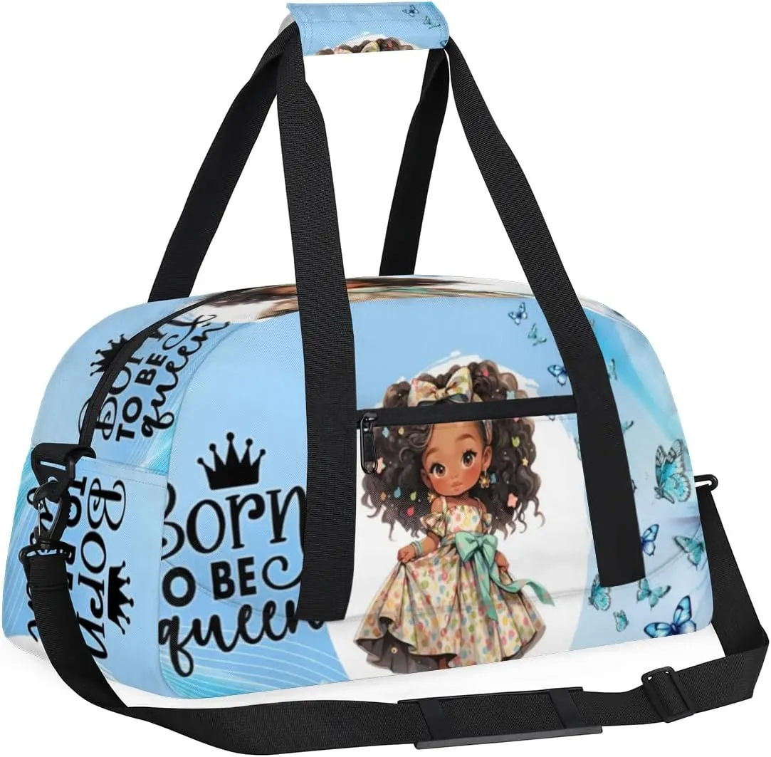 Duffle Bag African Girl Beautiful Butterfly PersonalizedGym Bag Travel Bag Luggage Bag Waterproof Lightweight Sports for Dance Gymnastics Cheers Soccer Wrestling Hospital, for Weekender Overnight