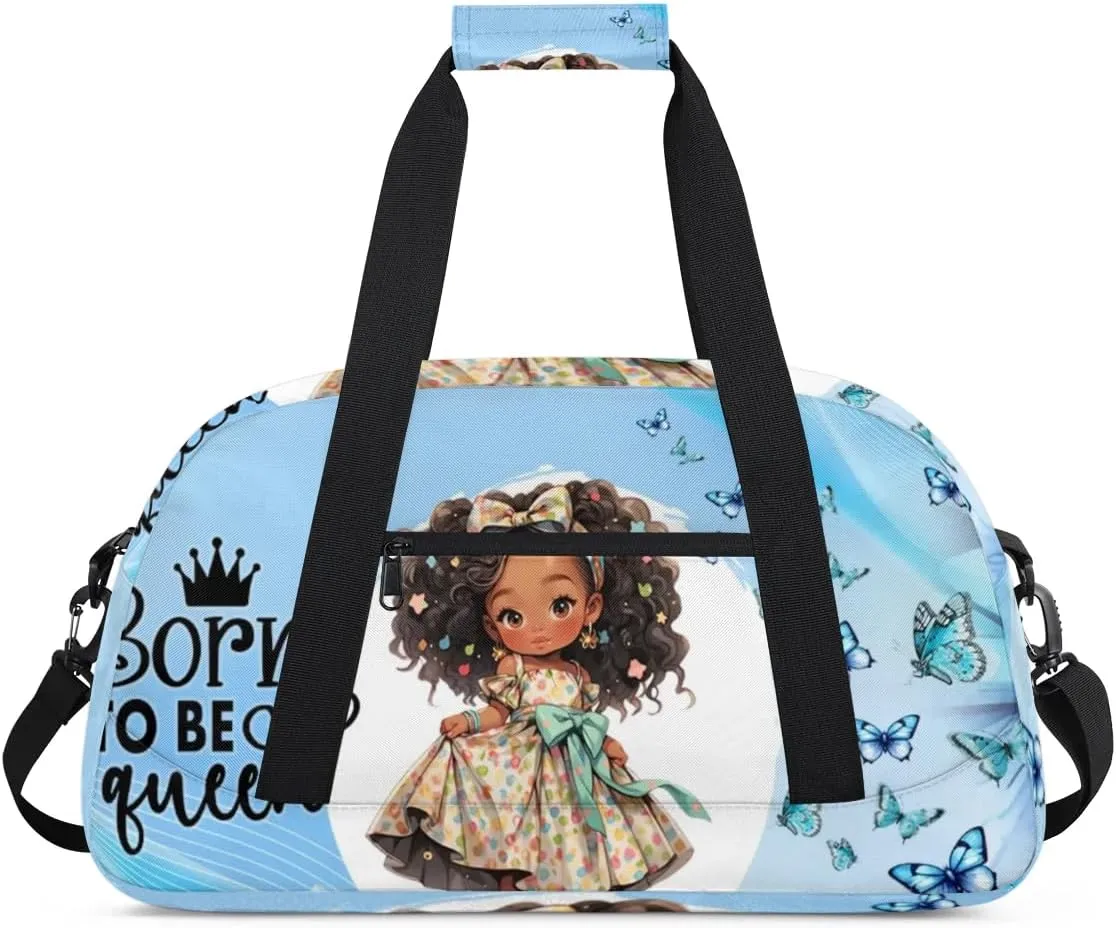 Duffle Bag African Girl Beautiful Butterfly PersonalizedGym Bag Travel Bag Luggage Bag Waterproof Lightweight Sports for Dance Gymnastics Cheers Soccer Wrestling Hospital, for Weekender Overnight